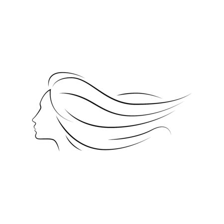 Woman face silhouette in profile. Hair Fashion. Vector iconのイラスト素材