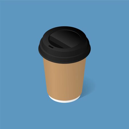Paper glass with coffee. Isometric illustration with a shadow. Fast food. Vector illustration.のイラスト素材
