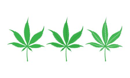 Green cannabis leaves set isolated on white background. Vectorのイラスト素材