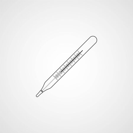 Medical thermometer illustration in flat style. Vector line iconのイラスト素材