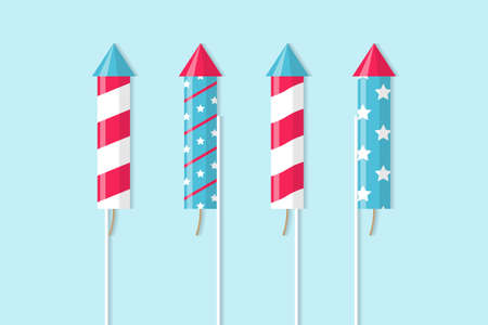 Rockets for fireworks on a blue background. Vectorのイラスト素材