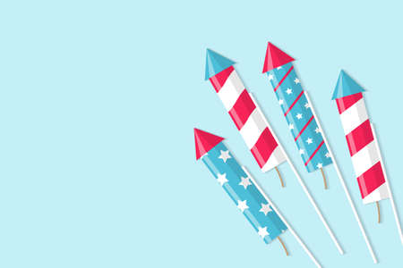 Rockets for fireworks on a blue backgroundのイラスト素材