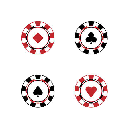 Set of chips for playing poker and casinoのイラスト素材