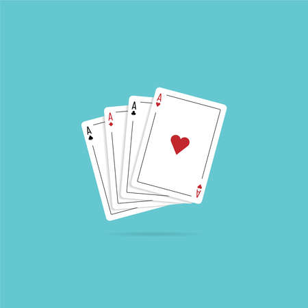 Four aces playing cards. Vector illustration in flat style