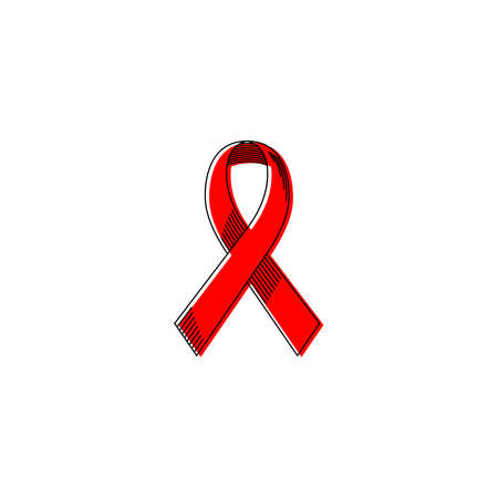 Red ribbon HIV, AIDS on white background. World aids day symbol. Vectorのイラスト素材