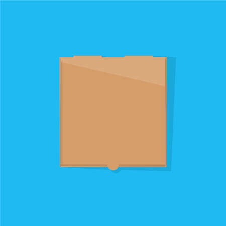 Blank cardboard pizza box for your design. Vector illustration in flat styleのイラスト素材