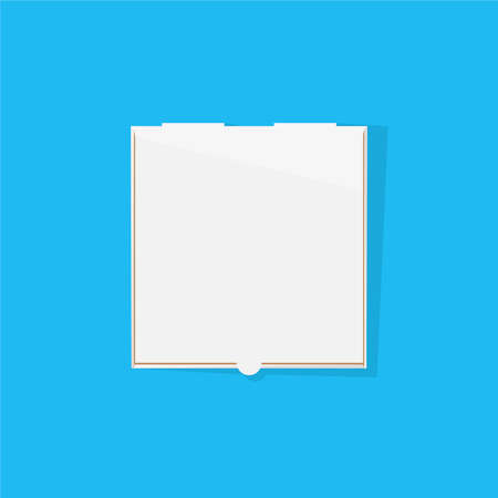 Blank white cardboard pizza box for your design. Vector illustration in flat styleのイラスト素材