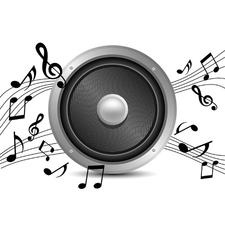 Music speaker and musical notes vector illustration.のイラスト素材