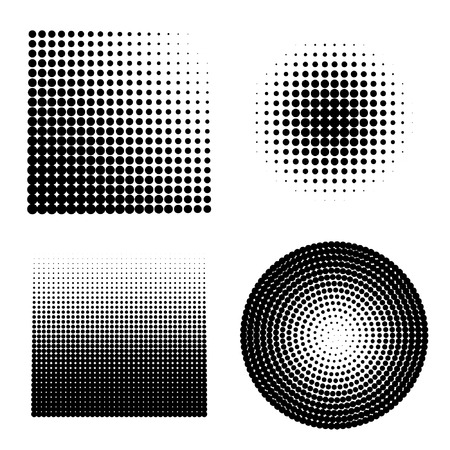 Set of four halftones black and white illustration.のイラスト素材