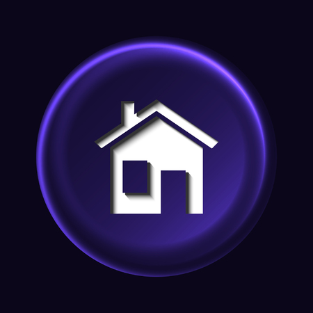 Abstract 3d shiny button of a house. Vector illustrationのイラスト素材