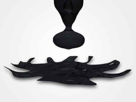 Black oil splashing isolated on white.の写真素材