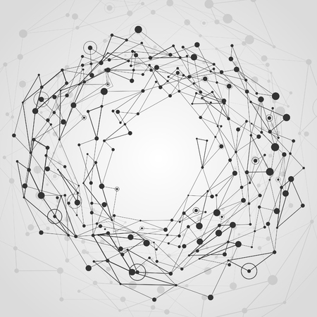 Abstract background with connected dots. Can be used for flyer, poster or presentation. Vector illustration.のイラスト素材