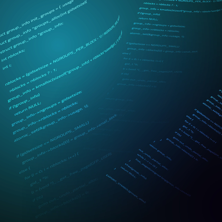 Vector illustration of program code on dark background.のイラスト素材