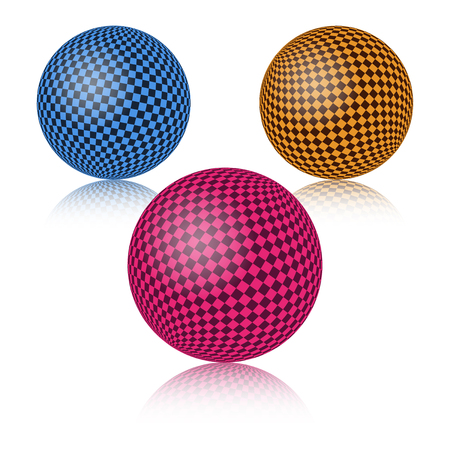 Set of colorful checker spheres illustration.のイラスト素材