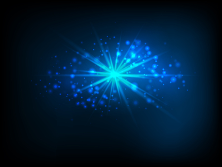 Bright blue star with particlesのイラスト素材