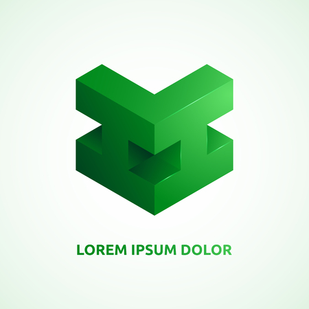 Abstract vector logo template. Isometric design element.のイラスト素材