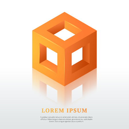 Abstract vector template, square isometric design element.のイラスト素材