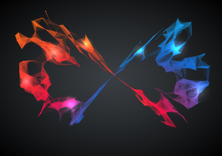 Abstract futuristic background with dots, lines and triangles. Vector illustration.のイラスト素材