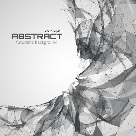 Abstract futuristic background with dots, lines and triangles. Vector illustration.のイラスト素材