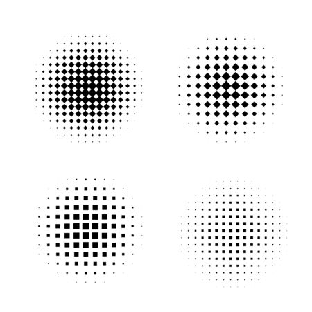 Set of circles with halftone effect. Vector illustrationのイラスト素材