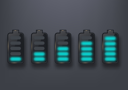 Glossy battery icon set. Design elementのイラスト素材