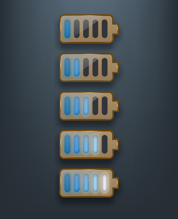 Glossy battery icon set. Design element Vector illustration.のイラスト素材