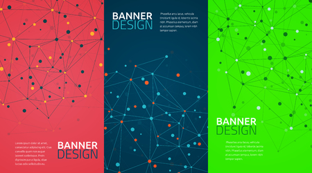 Web banners with dots connected by lines. Social network concept. Vector illustration.のイラスト素材
