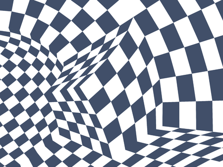 Checkered black and white abstract wavy background