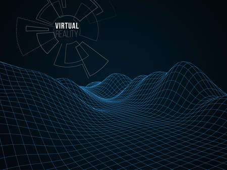 Terrain with connected lines and dots. Vector illustration.