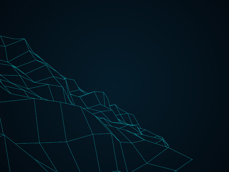 Terrain with connected lines and dots. Vector illustration.のイラスト素材