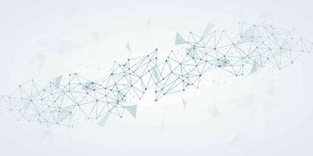 Molecular abstract background with lines and dots. Vector illustration.