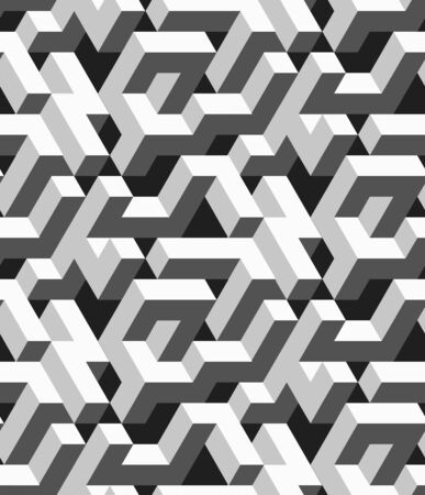 Isometric labyrinth abstract vector seamless pattern.のイラスト素材