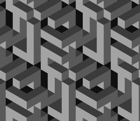 Isometric labyrinth abstract vector seamless pattern.のイラスト素材