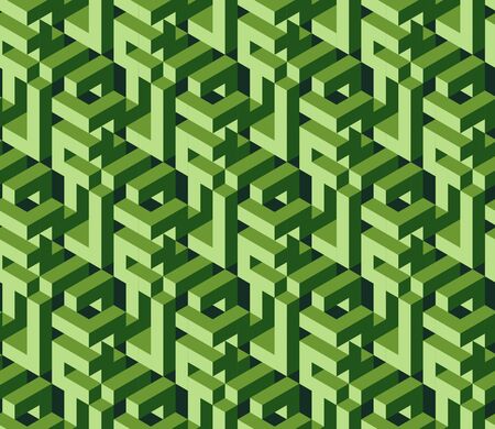 Isometric labyrynth. Abstract vector seamless patternのイラスト素材