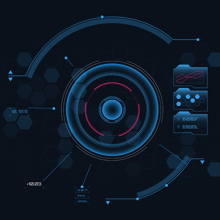 Digital futuristic user interface, HUD for app and web. Abstract vector illustration futuristic concept.のイラスト素材