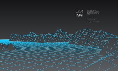 Digital landscape. Abstract vector wireframe background. 3d technology illustration for presentations and polygraphy productsのイラスト素材