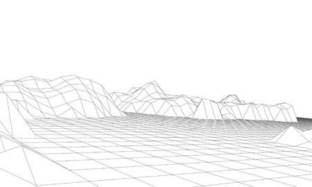 Digital landscape. Abstract vector wireframe background. 3d technology illustration for presentations and polygraphy productsのイラスト素材