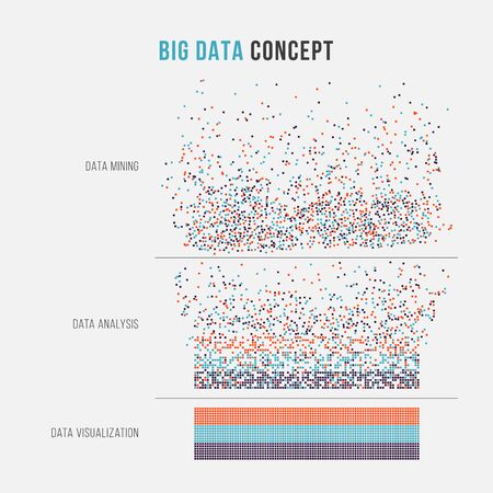 Big data information analysis concept. Minimalistic infographic design. Vector illustration.のイラスト素材
