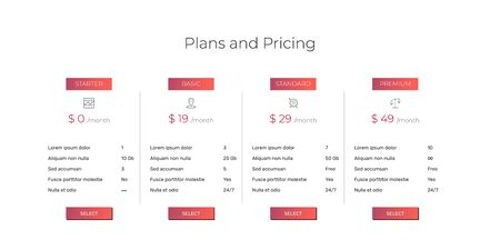 Web pricing table design for business. Vector illustrationのイラスト素材