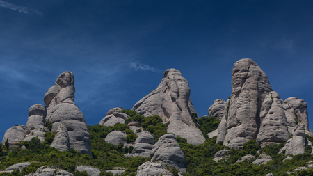 The three stone giants: a gorilla, an elephant and a sphinxの写真素材