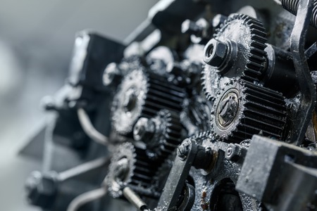 Close up view of gears from old mechanism