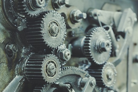 Close up view of gears from old mechanism