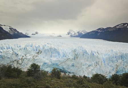 huge blue wall of perito moreno glacier in argentina patagoniaの写真素材