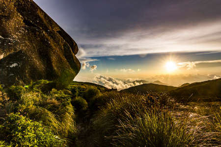 colorful sunset above brasil mountainsの写真素材
