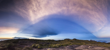 colorful sunset above brasil mountainsの写真素材