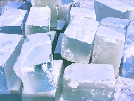 Ice bricks. Ice for construction of ice-houseの写真素材