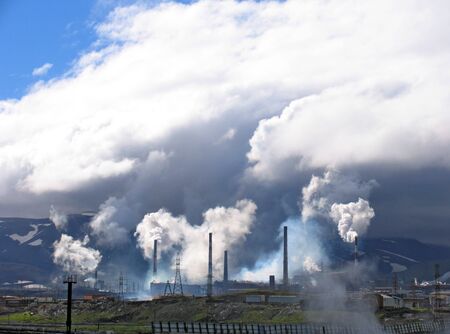 Russia.  Norilsk. Smoke.の写真素材