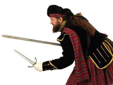 Scottish warrior in the medieval uniformの写真素材