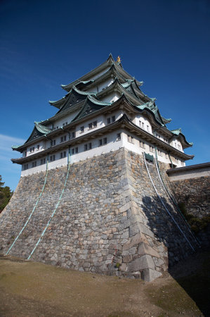 Summer view of Nagoya Castle under blue sky. Japanのeditorial素材
