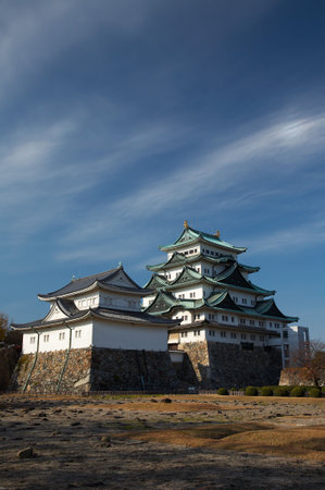 Summer view of Nagoya Castle under blue sky. Japanのeditorial素材